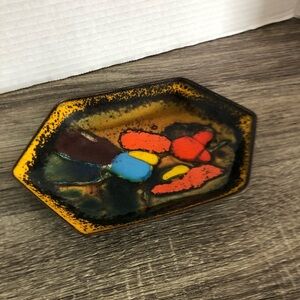 Vtg Italian Abstract Multicolor Enamel Art Dish